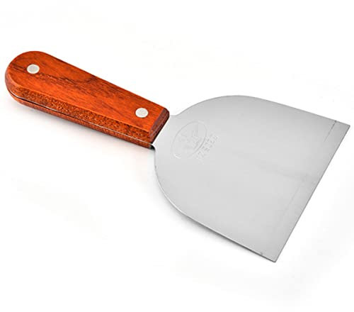 Edelstahl Pizzaschaufel Steakwender mit Holzgriff, Silber