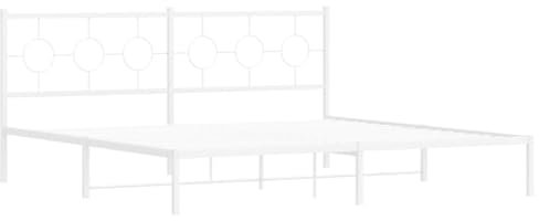 vidaXL Bettgestell mit Kopfteil Metall Weiß 200x200 cm