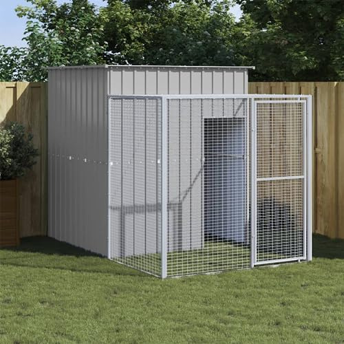 SECOLI Hühnerstall mit auslauf hühnerkäfig Verzinkter Stahl Hühnerauslauf Freilaufgehege Hühnerstall XXL Kleintiergehege für Hühner Ente Kaninchen-Hellgrau-165 x 251 x 181 cm