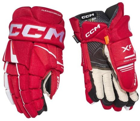 CCM Tacks XF - Guanti da hockey su ghiaccio, 14 pollici, colore: Rosso/Bianco