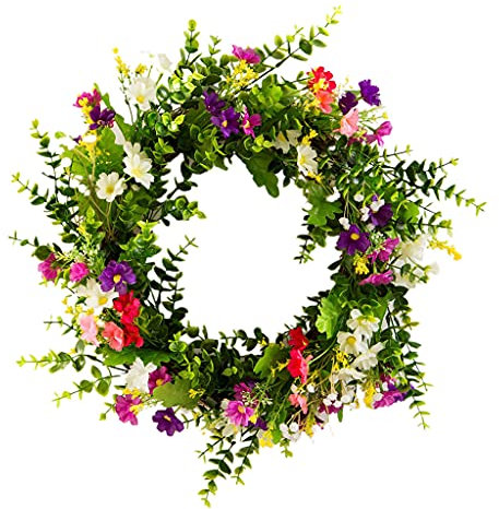 Ghirlanda di fiori artificiali da 45 cm, decorazione per matrimoni, feste in casa, da appendere alla parete, per porta d'ingresso, decorazione funebre