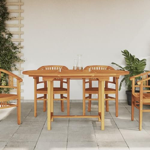 JUDYY Gartentisch Ausziehbar 110-160x80x75 cm Massivholz Teak, Gartentisch, Terrassentisch, Esstisch Garten, Gartenesstische, Gartenmöbel, Außentisch - 363486