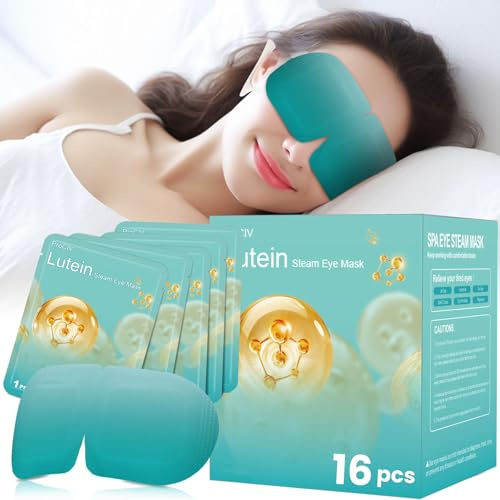 16 Packungen Dampf-Augenmaske Lutein, Beheizte Augenmasken Bluebell Duft Entspannende Geschenke für Frauen Beruhigende Augenmüdigkeit Heiße Schlafmaske, Warme Augenkompresse für trockene Augen,