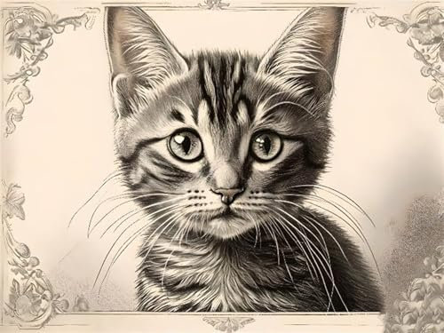 Katze Tier Malen Nach Zahlen, DIY Set Erwachsene Malen Nach Zahlen Schipper, auf Leinwand Acrylmalerei Nach Zahlen mit 3 Pinsel und Acrylfarben Basteln Mädchen Geschenk 80x110cm (Rahmenlos) I-9773