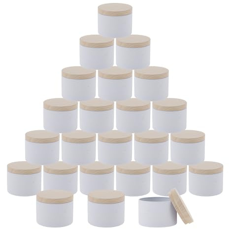 CAPASTEC 24 Pz Barattoli per Candele, Barattolo per Candele con Coperchi per la Realizzazione di Candele all'Ingrosso Bianco 4 once