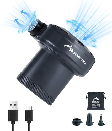 Black Orca Portable Air Pump with 4000 mAh Battery USB Rechargeable, 6KPa Mini Electric Air Pump for Air Mattress, Pool Floats, Sleeping Mats, Swimming Rings, Vacuum Storage Bag (Deep Gray)