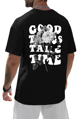 CMTOP Camiseta Hombre Oversize Camisetas Verano Manga Corta Algodón Casual Camiseta Holgada Estampado T-Shirt con Cuello Redondo Multicolor Short Sleeve Shirt