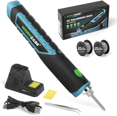 WORKEASE Wireless Soldering Iron Kit, Cordless Portable Solder Iron Pen, Max 842℉Fast Heating, 2000mAh USB Rechargeable Soldering Iron Tools with LED for Electronic Repair, DIY