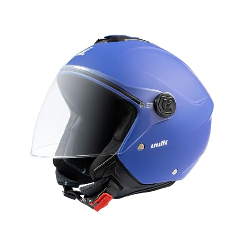 Casco Moto Jet Abierto Motocicleta Scooter Ciclomotor Hombre/Mujer Airflow Cierre Micrométrico Desmontable Homologado - Azul, XS