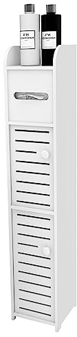 Kedia Badezimmerschrank, Mini Aufbewahrungsschrank, Badregal, Badschrank Schmal, Toilettenschrank, Badezimmermöbelschrank für Wohnzimmer, Schlafzimmer, Küche usw (17 * 15 * 78cm-C)