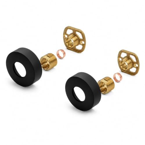 Kit de montage de douche rond noir mat – Supports de valve à fixation rapide avec connexions BSP de 1,9 cm, montage mural de 15 mm, couvercles et fixations en acier inoxydable