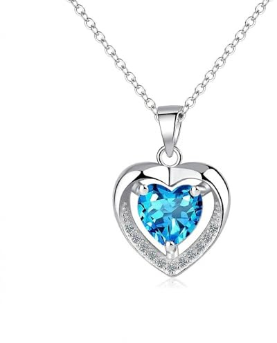 Colgante de Corazón Collar Plata de Ley 925 Collar en Forma de Corazón para Mujeres,Collares de Zirconia de Plata Regalo para Mujer Novia Esposa Madre Aniversario Cumpleaños Navidad,Ajustable 40+5cm