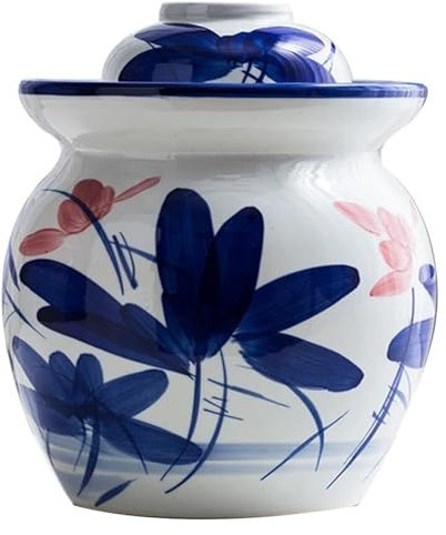Fermentation Jars，Fermentation Crock Jar,Sauerkraut Crock,Traditional Chinese Ceramic Fermentation Crock Jar Pickling Jar With Water Seal Airlock Lid,Large Thickened Ceramic Pickle Jar Kimchi Pot Stor