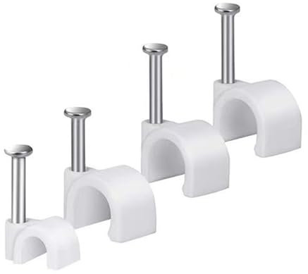 LYCCS 100 Pezzi di Clip for Chiodi circolari, Morsetti for la Gestione dei Cavi, Fissaggio Bianco, Chiodi Rotondi in Acciaio, Clip for Cavi sospesi a Parete(10mm)