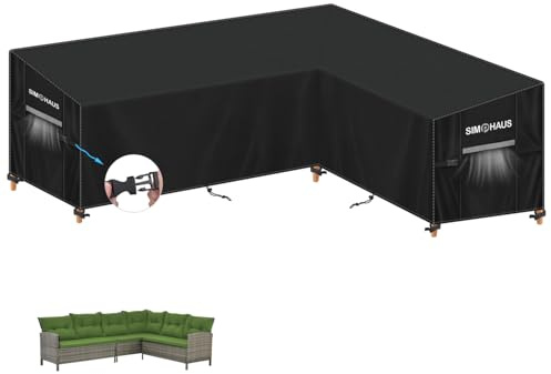 SIMPHAUS L-format trädgårdsmöbelöverdrag överdrag överdrag för hörnsoffa L-form loungeset överdrag soffskydd utomhus vattentät rotting soffskydd trädgårdsmöbler överdrag L-form vindtät 420D Oxford 250