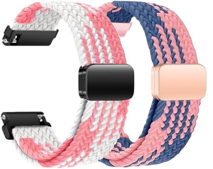 KUBFDL Nylon Uhrenarmband 22mm 20mm 18mm Elastisch Armband mit Magnetisch Verschluss für Damen Herren Schnellverschluss Smartwatches Ersatzarmband Verstellbares Atmungsaktive Sport Uhrenarmbänder