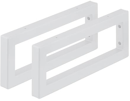Relaxdays Reggimensola da Muro, 2 Staffe per Mensole Parete, 40 cm, Supporti Rettangolari per Scaffali, Acciaio, Bianco