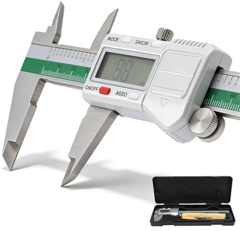 Calibre Digital Profesional 150mm/6, Calibre Pie De Rey Digital Calibrador ElectróNico Con Abs FuncióN, PaquíMetro Y Micrómetro De Precisión Con Pulgadas/mm/Fracciones Para Longitud Ancho Profundidad