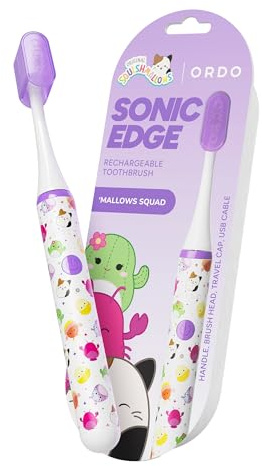 ORDO Sonic Edge Squishmallows 'Mallows Squad Electric Toothbrush, Sonic Toothbrushes for Kids, Rechargeable, Over 6 Weeks Battery Life Extra Brush Head Included