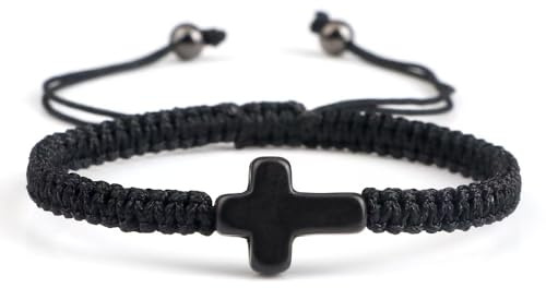 COLORFUL BLING Cross Braided Rope String Bracelet for Women Adjustable Christian Lucky Pray Bracelet Inspirational Protection Jewellery Gift for Women Men Friend Couple