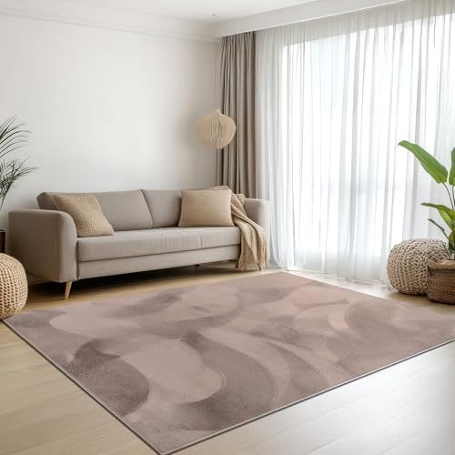 Teppich-Traum Kurzflor Teppich Modern Hasenfell-Optik Taupe 120x170 cm | Samtig weich und pflegeleicht, rutschhemmend, robust, langlebig, saugrobotergeeignet, OEKO-TEX geprüft, Wohn- & Schlafzimmer