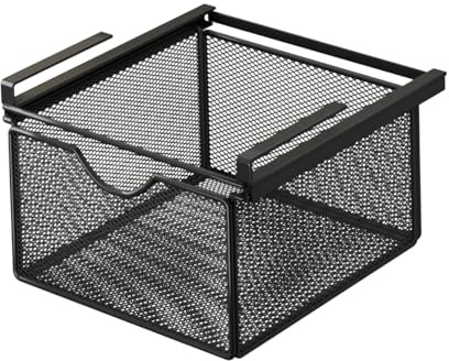 DimyFew Organizer Sottopensile Scorrevole Sotto Il Ripiano Antipolvere, Cesto Estraibile Sospeso, Cestelli Sottomensola per a Partizioni Spessore Inferiore a 2,2 Cm, 29 Cm X 46 Cm X 9 Cm