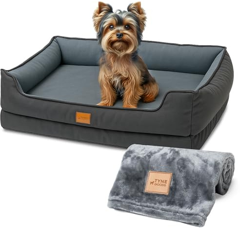 TYNE GOODS Cama Ortopédica para Perros y Gatos, Colchón Ergonómico para Articulaciones, desenfundable, lavable y antideslizante, Manta, s m l