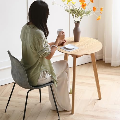 Mesa auxiliar de madera maciza, mesa auxiliar de 3 patas para sala de estar, dormitorio, estudio con lámparas, tazas, aperitivos