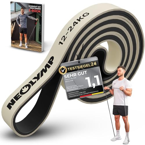 NEOLYMP Resistance Bands aus doppelbeschichtetem Naturlatex mit Fitness E-Book - Lange Fitnessbänder für Krafttraining, Widerstandsbänder, Klimmzugbänder