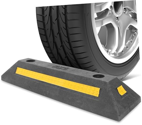 MOLUCKFU Fermaruota in Gomma Rinforzata per Garage con Nastro Riflettente Blocca Ruota Anti-spostamento per Parcheggi Sotterranei e Piazze Pubbliche Dimensioni