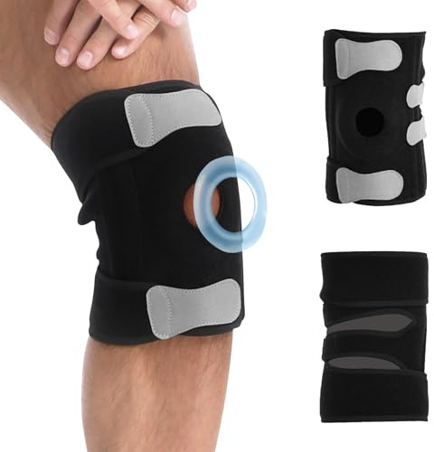 2 rodilleras ajustables, con estabilizadores laterales y almohadilla de gel para rótula, transpirable para artrosis, menisco, ACL, dolor de articulaciones para deportes y uso diario (hombres y mujeres