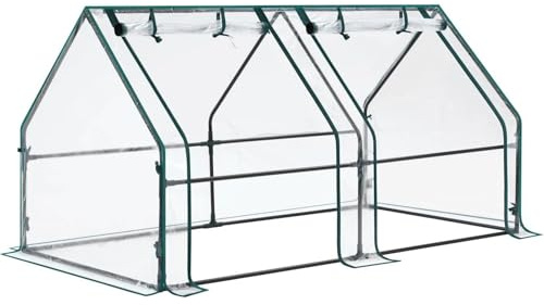 Piccola serra, piccola con porta con chiusura lampo, protezione UV per piante, per interni ed esterni, balcone, terrazza, giardino, piantine e