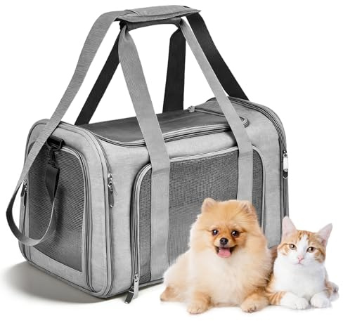 Sac de Transport pour Chat Chien Respirant et Pliable 45×30×30 cm Caisse de Transport pour Petit Chien Chat Jusqu’à 8kg avec Bandoulière Réglable et Coussin Lavable pour Voiture Avion Train