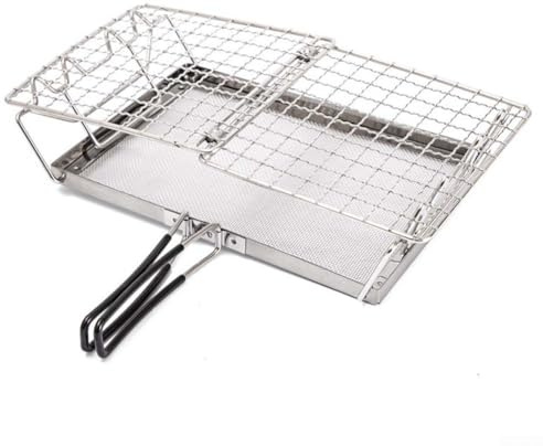 HEBEOT Grille-pain pliable en acier inoxydable pour cuisine en plein air, grille à pain portable pour barbecue, pique-nique et voyage, compatible avec cuisinière à gaz, design compact f