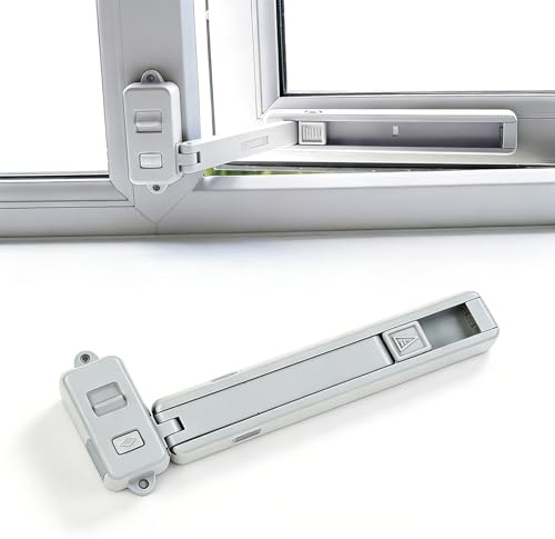 1 Pcs Window Restrictor,Child Safety Lock for UPVC Windows,Restricts Pets,No Tools Required,Easy Fit Baby & Child Proof Window Lock,Fits Most Windows (Grey)