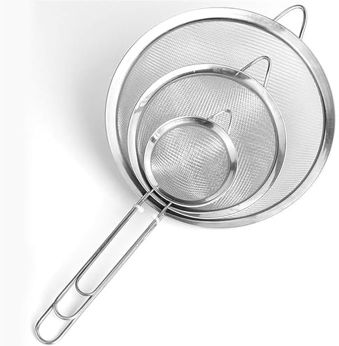 OBD 3 Size Tea Strainer Set – Fine Mesh Stainless Steel Tea Infusers in Small Medium & Large Sizes, Reusable Loose Leaf Tea Filter for Hot Drinks, Herbal Tea, Coffee and Kitchen Use