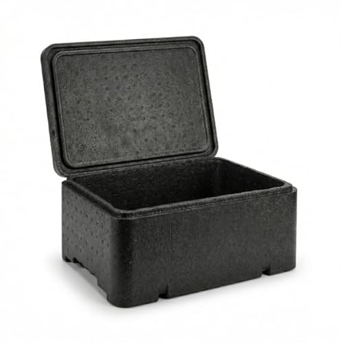 O-fish Piocelan Thermobox 47,6 L Schwarz – Profi Isolierbox für Lebensmittel & Catering Kühlbox 1/1 GN Format 60x40x30cm Robuste Styrobox für Transport & Lagerung – PZH-Zertifiziert – Black Edition