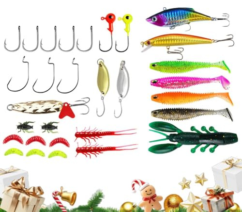 Lufaze Abborre - Jul Krokar Simdrag | Fiskedrags Och n Utrustningskit,För Saltvatten Sjö Båt Sjö Flod Kajak Öring Karp Lax Mal Fiskare Sportfiskare