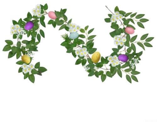 Crabop Osterkranz mit Eiern und Hasen – 170 cm künstliche Ranken für Kamin & Wanddekoration, realistisches Frühlingsdeko aus Kunststoff
