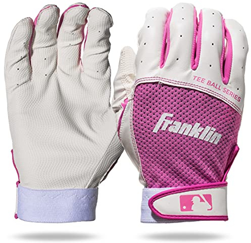 Franklin Sports Youth Flex Gants de frappeur pour enfants pour le Teeball, baseball, softball - Rose/blanc - Taille XS