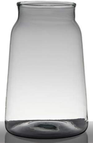 INNA-Glas Bodenvase Glas Quinn, recycelt, Trichter - rund, klar - grün, 35cm, Ø 24cm - Vorratsglas - Glasvase