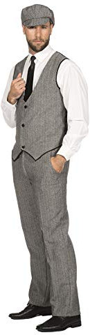 WILBERS & WILBERS 20er Jahre Peaky Blinders Anzug Schwarz-Weiß Lange Hose Weste Mütze Schiebermütze The Roaring Twenties 20's, Größe:52