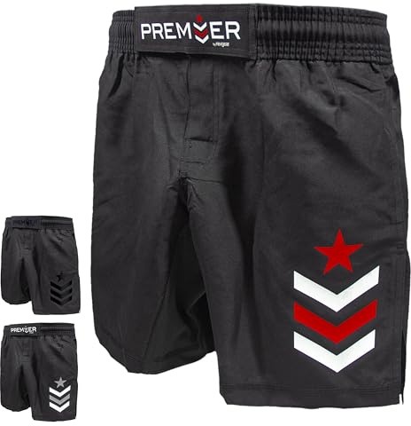 Revgear Youth MMA and Boxing Shorts, Muay Thai Kickboxing Gear, Elastic Waistband, Double Stitched, Ideal for BJJ, Wrestling, Grappling, Fight Training (Red/Black, X-Small Youth)