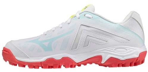 Mizuno Wave Lynx Feldhockey-Schuh, White/Clearwater/Cayenne, 32.5 EU