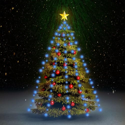 vidaXL Red de Luces de Árbol de Navidad, Adorno Luminoso con 180 Leds, Luces Decorativas para Árboles de Navidad Fiestas, Azul 180 cm