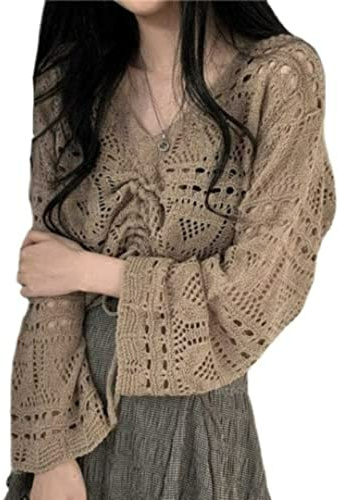 Cottagecore Chemisier Crochet Top Cottagecore Vêtements Grunge Fée Vêtements Grunge Fée Esthétique Fairycore Vêtements, Kaki, Taille Unique