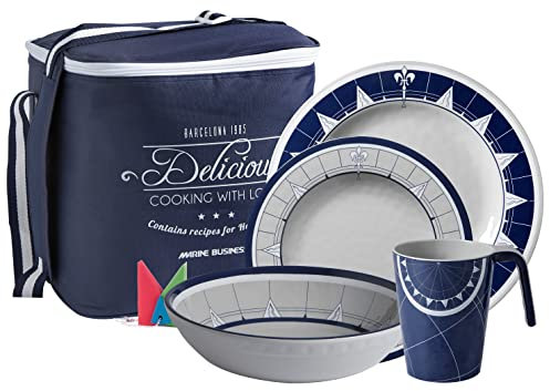 Marine Business Pacific Crockery Set, 24 Pieces, Carry Bag