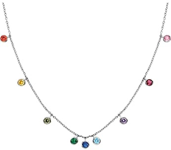 Engelsrufer Damen Kugel Halskette aus Sterling Silber - besetzt mit 9 Zirkonia Steinen Multicolor - in zwei Längen verstellbar- Karabinerverschluss