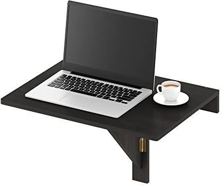 Furinno Hermita Mesa Plegable de Montaje en Pared, Madera de ingeniería, Espresso, One Size