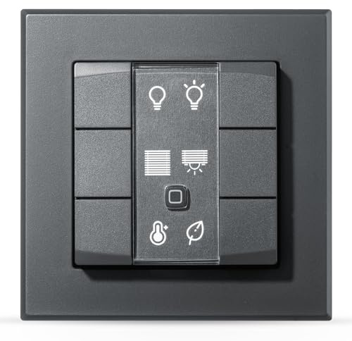 Homematic IP Wandtaster – 6-fach, anthrazit | Smart Home, Wandschalter, sechs Tasten, universell einsetzbar, schaltet Aktoren & Thermostate, kabellos, 159828A0